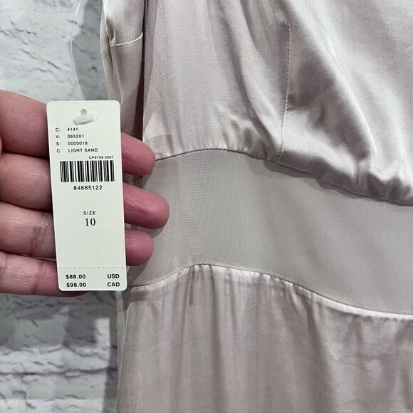 Anthropologie Flutter Sleeve Satin Sheath Dress Size 10 Cocktail Party Dress New - Picture 12 of 16